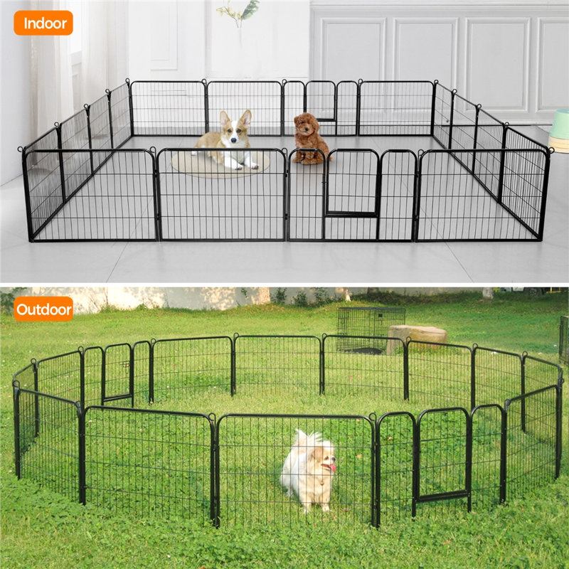 Yaheetech 16 Panels Playpen Large Barrier Metal Dog Pen & Reviews Wayfair